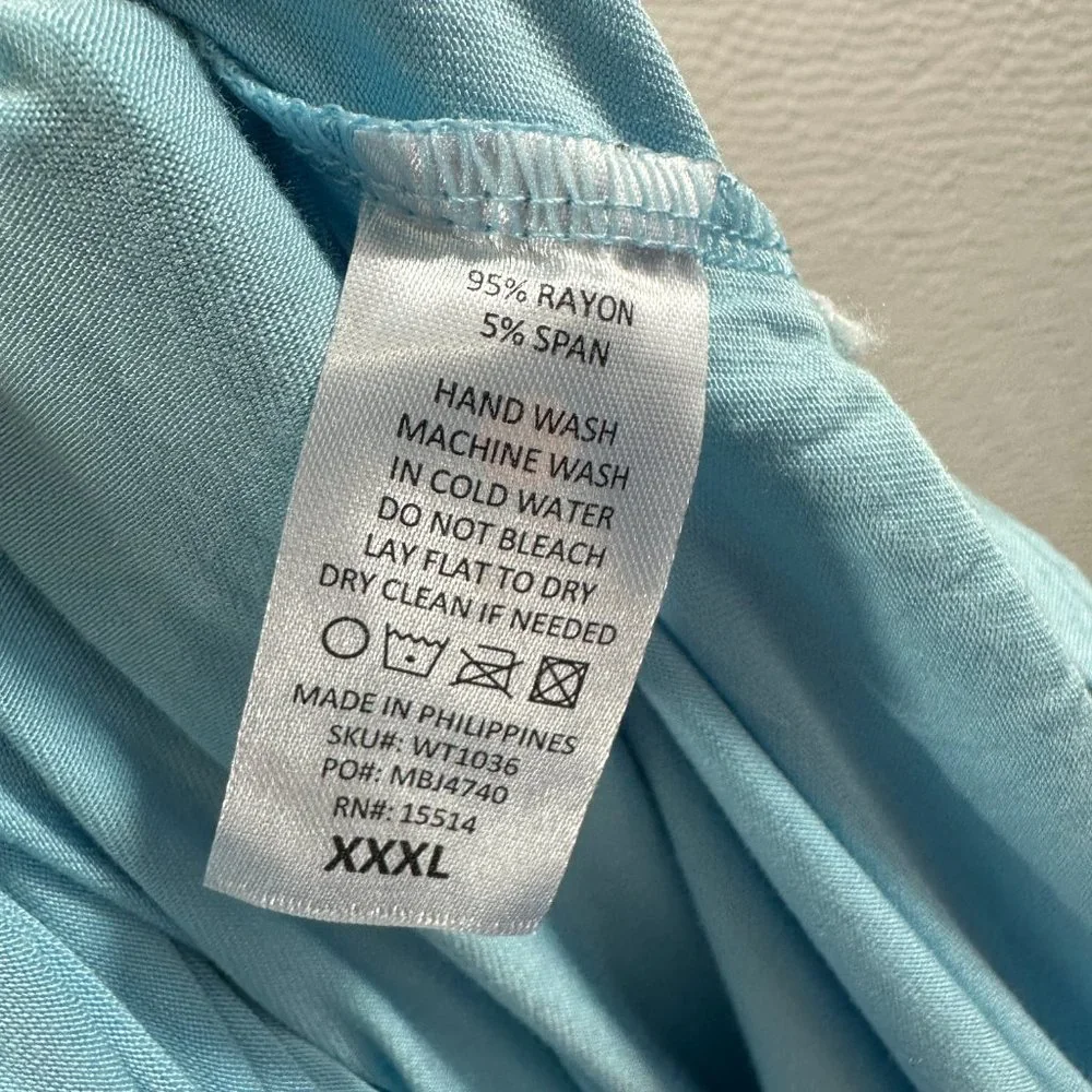 Made by Johnny Women's V-Neck 3/4 Sleeve Dolman Top with Side Shirring XXXL Blue - Picture 9 of 9